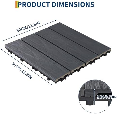 Garvee 27Pack 12" x 12" Interlocking Composite Deck Tiles, Waterproof Composite - Image 6