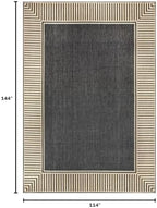 Nuloom Asha Dark Grey/Ivory, Striped Border, Soft and Cozy, High Traffic - Image 2