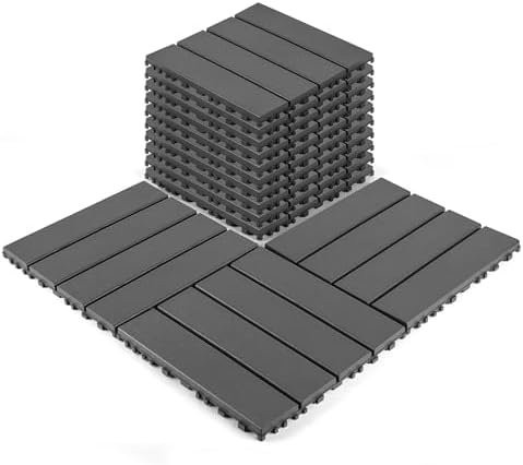 44 Pack Interlocking Deck Tiles, All-Weather Outdoor Deck Tiles by Unknown