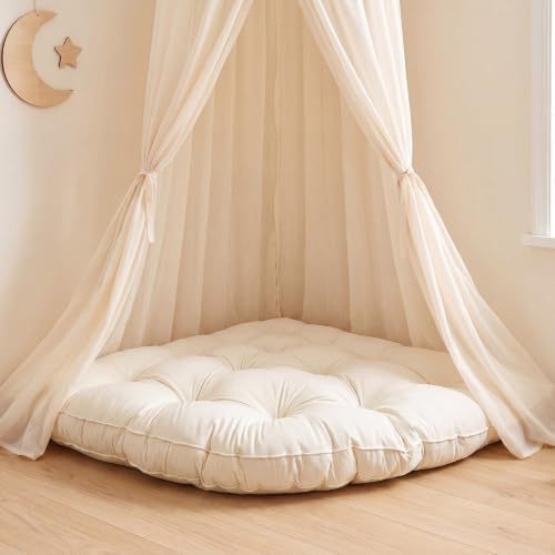 Yookeer Triangle Floor Pillow 40 Inch Cream Tufted Corner Floor Cushion - Image 5