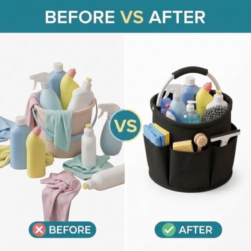 Cleaning Caddy with Handle, 17L Cleaning Products Organiser, Foldable Storage - Image 5