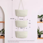 TeoKJ Over the Door Hanging Basket, 3-Tier Woven Cotton Wall-Mounted Storage - Image 5