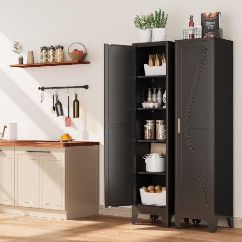 Bevivog 67" Slim Storage Cabinet, Tall Slim Pantry Cabinets - Image 4