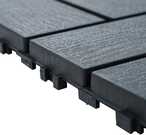 Plastic and Rubber Composite Interlocking Deck Tiles, 44 Pack, Dark Grey - Image 3