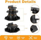 Timtin 12 Pack Adjustable Deck Support Pedestals, 2-3/8 to 5-1/2 in - Image 2