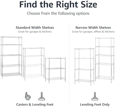 Amazon Basics 3-Shelf Adjustable Heavy Duty Steel Wire Shelving Rack - Image 6