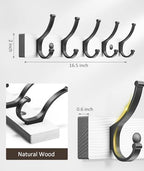 Optish Coat Rack Wall Mount, 16.5 Inches Wood Coat Hooks Wall Mount, Wall Coat - Image 7