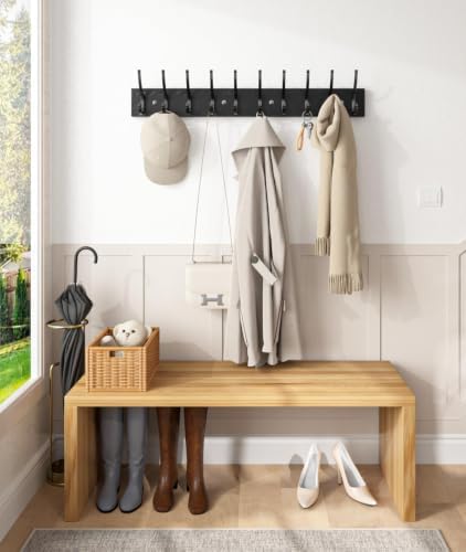 Optish 1 Pack Wooden Black Coat Rack Wall Mount, 16.1" Rustic Coat Hanger Hooks - Image 5