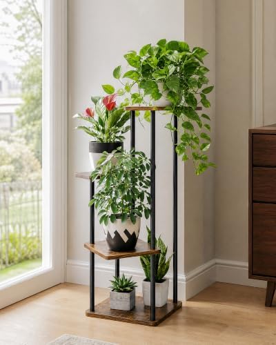 Bamworld Small Plant Stand Corner Plant Shelf by Bamworld