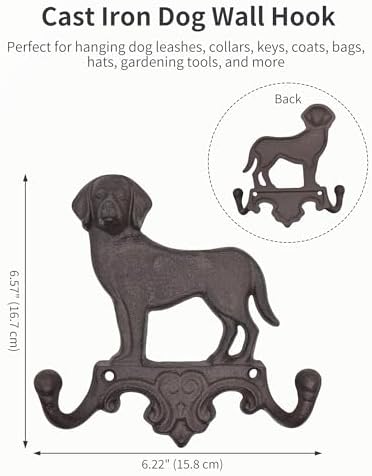 Cast Iron Dog Wall Hooks for Hanging, Heavy Duty Dog Leash Holder for Wall - Image 2