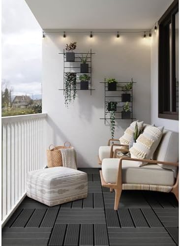 FloorPops 11.8-in by 11.8-in Straight Groove Dark Grey Interlocking Deck Tiles - Image 4