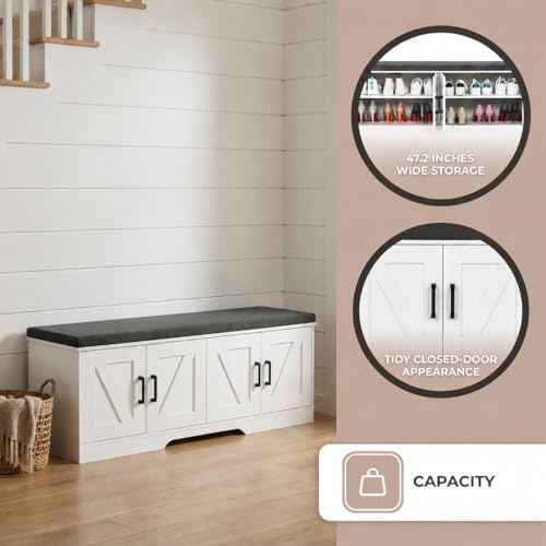HOMSHO Farmhouse Shoe Storage Bench - Image 5