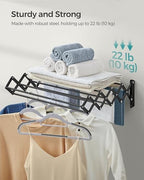 SONGMICS Clothes Drying Rack, Wall-Mounted, 9 Staggered Hanging Rods - Image 5