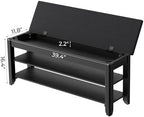 Homleke 39.4" Wide Solid Wood Shoe Rack Bench - Image 3