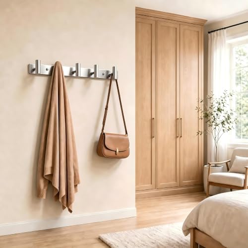 Wall Mounted Coat Rack-5 Hooks, Heavy Duty Stainless Steel Wall Hooks - Image 6