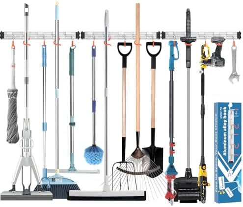 Mop and Broom Holder Wall Mount Garden Tool Rack Organizer by Paglipat