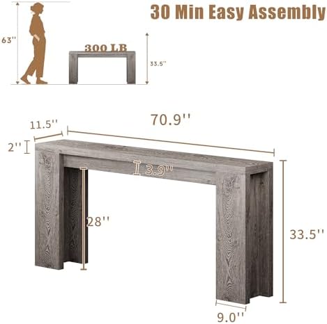 karlott 70.9" Extra Long Console Table, Farmhouse Entryway Table - Image 2