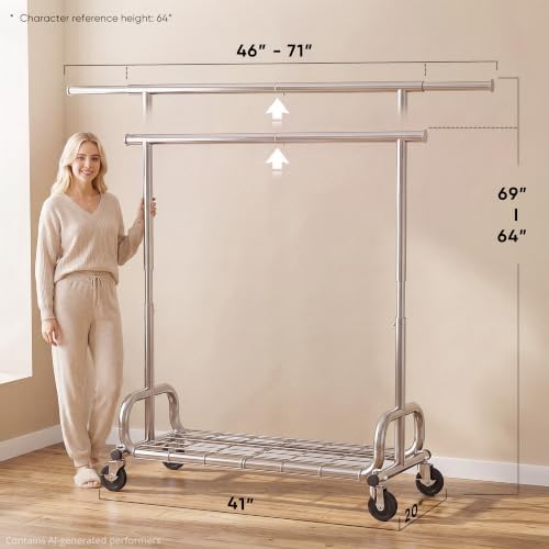 HOKEEPER Clothes Rack Heavy Duty Clothing Rack Load 450LB Height Adjustable - Image 7