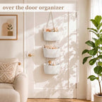 TeoKJ Over the Door Hanging Basket, 3-Tier Woven Cotton Wall-Mounted Storage - Image 2