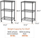 SINGAYE 3 Shelves Storage Shelf Wire Shelving Unit Metal Adjustable Wheels - Image 3