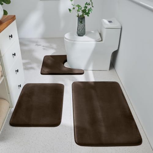 HUXMEYSON 3-Piece Memory Foam Bathroom Rug Set by HUXMEYSON