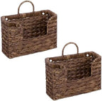 Set of 2 Magazine Holder Wall Basket Water Hyacinth Woven Mail Organizer by PINXIURY