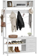 Hall Tree with Bench & 3 Drawers Storage 31.5" Coat Rack Entryway Organizer by Lulive