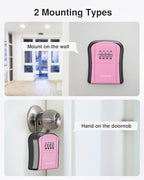 Puroma Key Lock Box Outdoor 4 Digit Code Combination Lockbox House, 1 Pink - Image 5