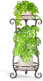 LASZOLA Metal Corner Plant Flower Stand Tall Indoor Outdoor, 2 Tiers Bronze by LASZOLA