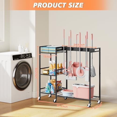 Broom and Mop Holder, MUNNAR Broom Closet Storage Cabinet - Image 2