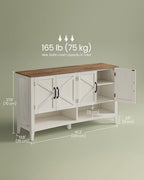 VASAGLE Farmhouse Shoe Cabinet, Narrow Storage Organizer, 4 Doors - Image 2