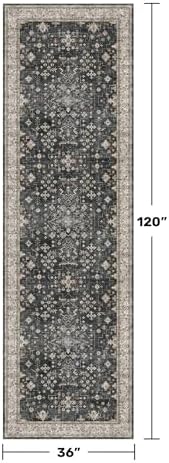 Hazo Haus Black Boho Washable 3x10 Extra Long Hallway Runner Rug, Waterproof - Image 2