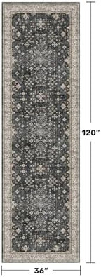 Hazo Haus Black Boho Washable 3x10 Extra Long Hallway Runner Rug, Waterproof - Image 2