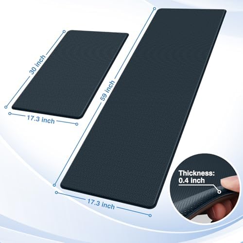 StepRite Kitchen Mats for Floor, 2-Piece Anti-Fatigue Rugs, Dark Charcoal - Image 2
