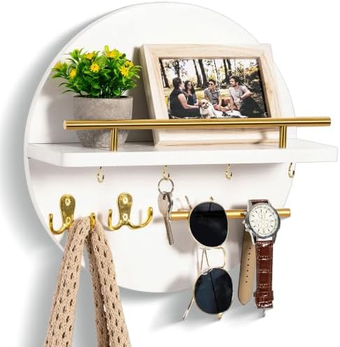 Key Holder Wall Mount with Shelf and Hooks, Mail Organizer by dreampossible