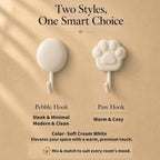 White Self Adhesive Wall Hooks, Paw and Oval Mixed Design, No Damage 4Pack - Image 2