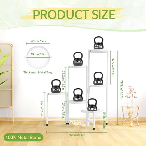 iDavosic.ly Plant Stand Indoor Outdoor, 6 Tier Metal Corner Shelf - Image 3