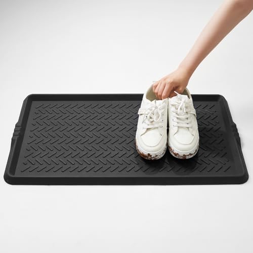 Tchdio Rubber Boot Tray for Entryway – Heavy Duty Shoe Mat, Mud and Snow Mat by Tchdio