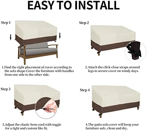 Easy-Going Heavy Duty Outdoor Loveseat Cover Waterproof, 58Wx40Dx31H inch - Image 7