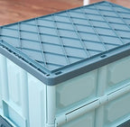 Blue Folding Plastic Stackable Utility Crates 2-Pack, Collapsible Storage Bins - Image 5