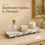 White Marble Pedestal Tray, 13.8-Inch Organizer - Image 7