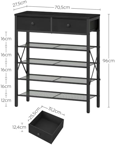 YATINEY 5 Tier Shoe Rack, Large Capacity Shoe Storage Organizer, Metal Shoe - Image 3