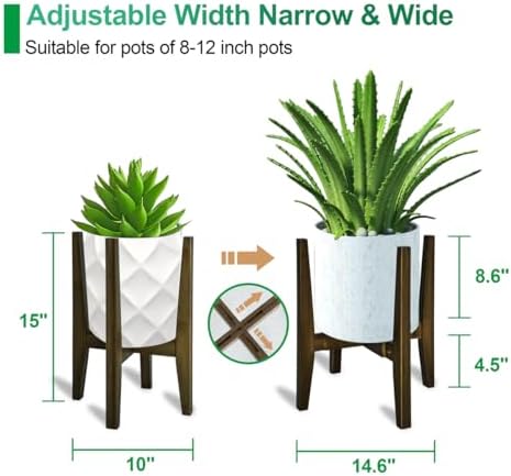 Rnined Plant Stand Indoor, Bamboo Plant Shelf, Adjustable Corner Plants Flower - Image 2