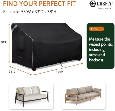 COSFLY Patio Furniture Cover Waterproof, 2-Seater Sofa - Image 2