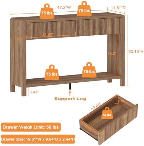 FATORRI Console Sofa Table for Entryway, 47.2 Inch Wood Foyer Tables for Living - Image 3