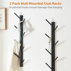 TIOPGHAD 2-Pack Vertical Wall Mount Coat Rack - Image 4