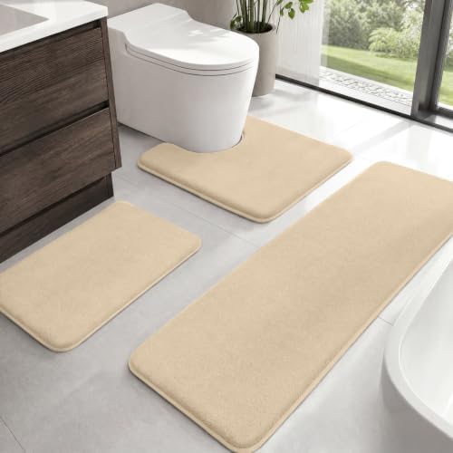 HUXMEYSON Bathroom Rugs Sets 3 Piece, Non-Slip & Quick Dry Bath Mat Set by HUXMEYSON