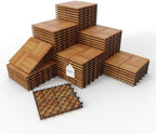 Acacia Wood Deck Tiles, Backyard & Poolside, Waterproof Outdoor Wood Flooring by XINONE