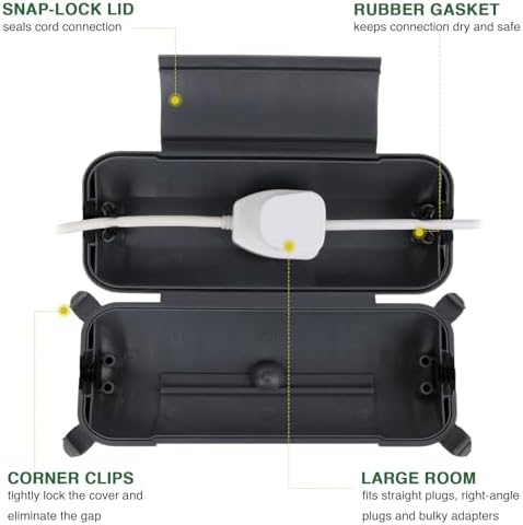 Flemoon Outdoor Extension Cord Safety Cover, IP44 Waterproof Electrical Box - Image 2