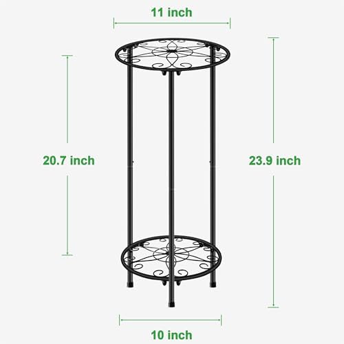 CASIMR Plant Stand Indoor Outdoor, Metal Rustproof Flower Shelf 2 Tier 23.9 inch - Image 5